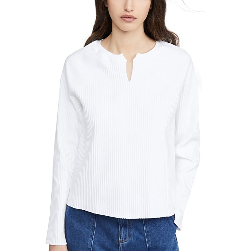 The Range white ribbed long sleeve sweater